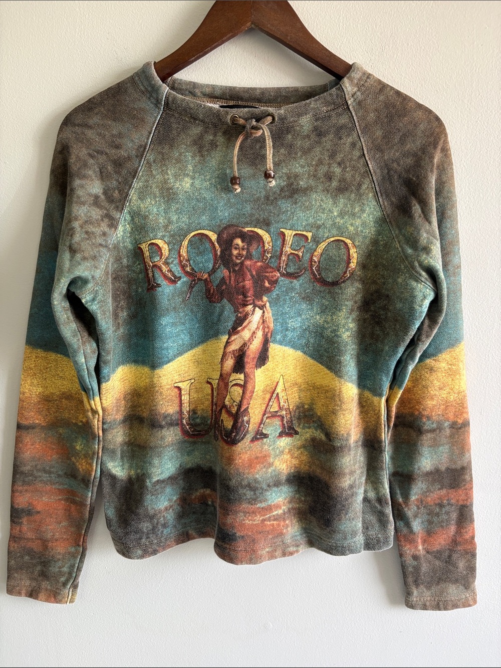 Vintage Western Ethics Rodeo USA Sweatshirt Medium Desert Print Western‎